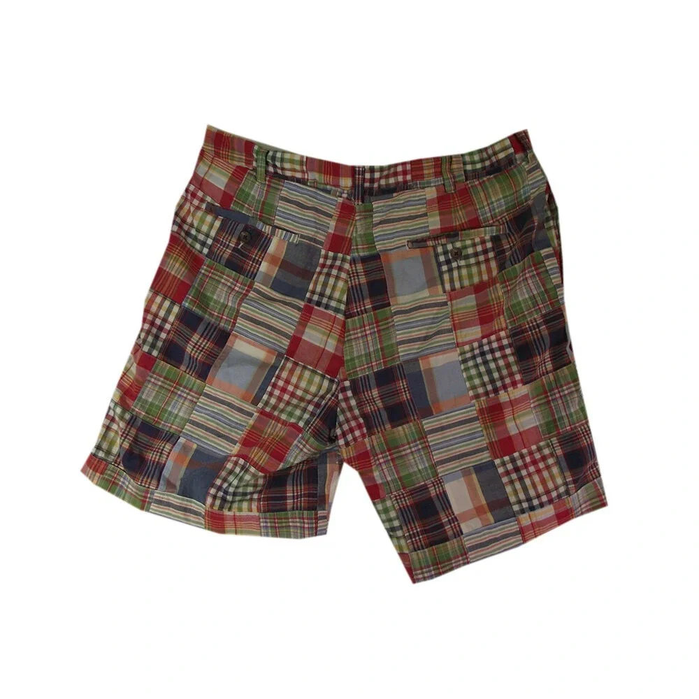 J Crew shorts Men's 38 x 9 Bermuda plaid lightweight cotton blue red